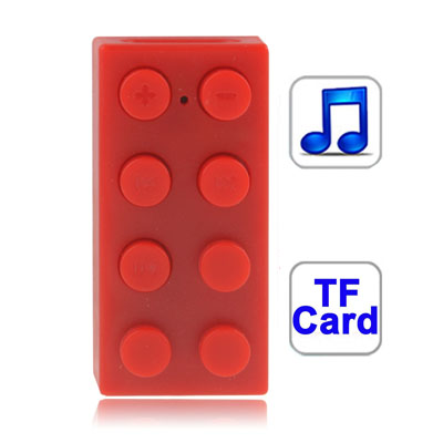 Building Block Style MP3 Player with TF (Micro SD) Card Slot (Red)